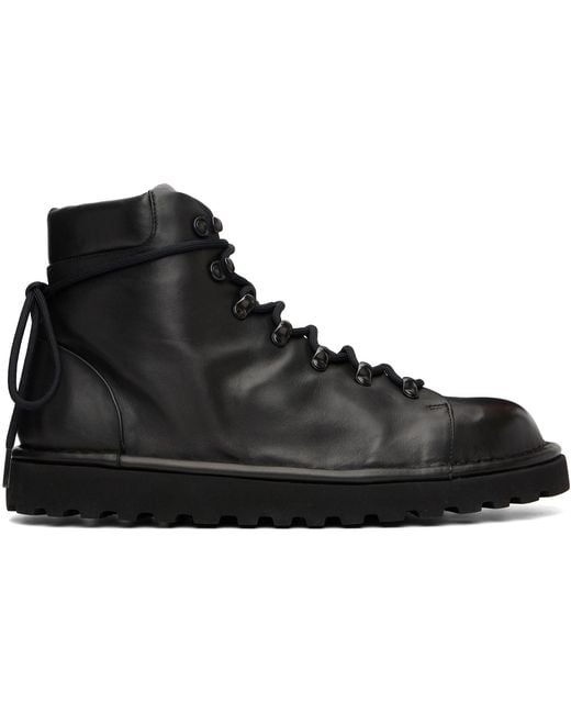 MARSELL Gomme Black Pallottola Crepping Leather Ankle Boots for men