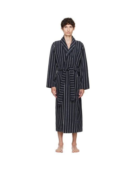 Tekla Blue Terry Classic Bathrobe for men