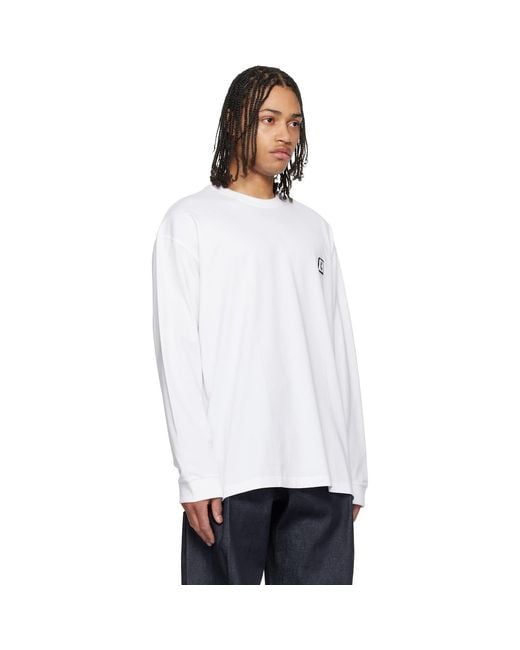 Wooyoungmi White Long Sleeve Logo T-Shirt for men
