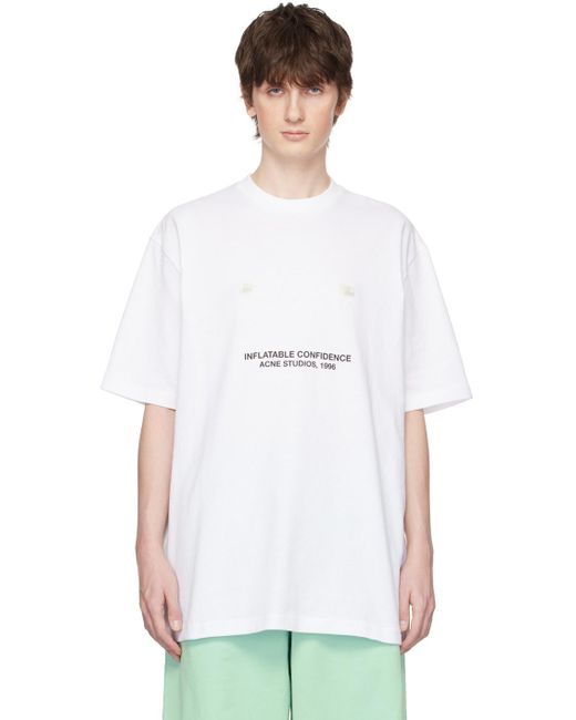 Acne White 'inflatable Confidence' T-shirt for men