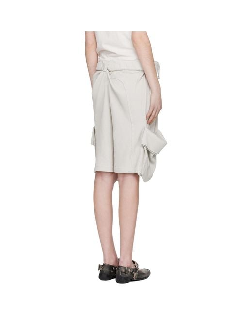 OPEN YY Natural Rolled Waist Sweat Cargo Shorts