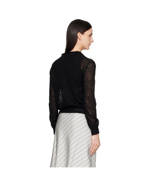 TONYWACK Black Mohair Half-Neck Cardigan