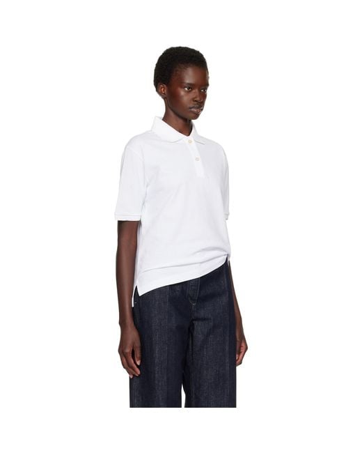 Jil Sander White Cotton Piquet Polo