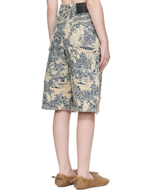 Short Bleu En Denim À Effet Usé Et À Monogrammes Acne en coloris Black