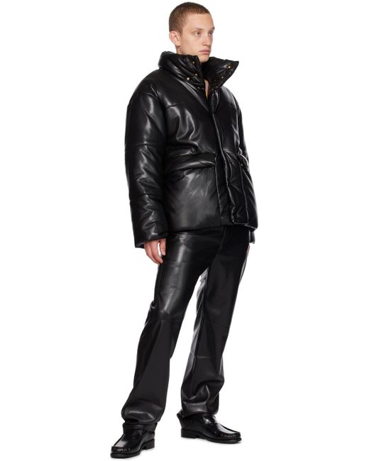 Nanushka Black Hide Faux-leather Puffer Jacket for men