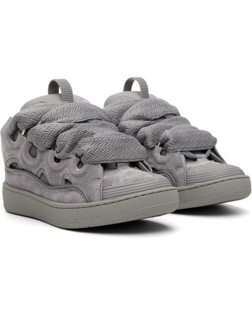 Lanvin Gray Monochrome Suede Curb Sneakers for men