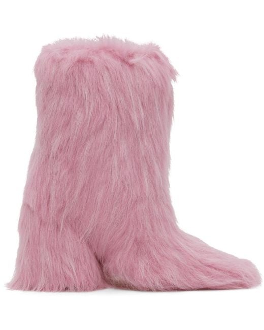 MSGM Pink Furry Boots