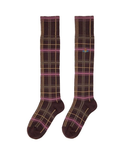 Vivienne Westwood Brown Multicheck High Socks