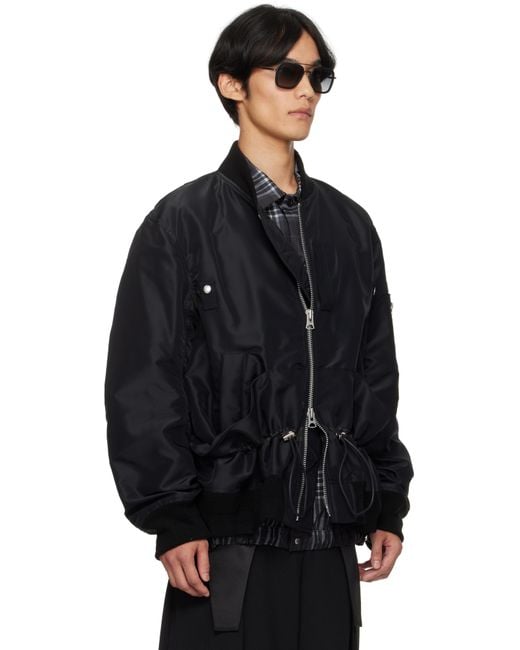 メンズ Sacai ブラック Nylon Twill ボンバージャケット ブラック | Lyst