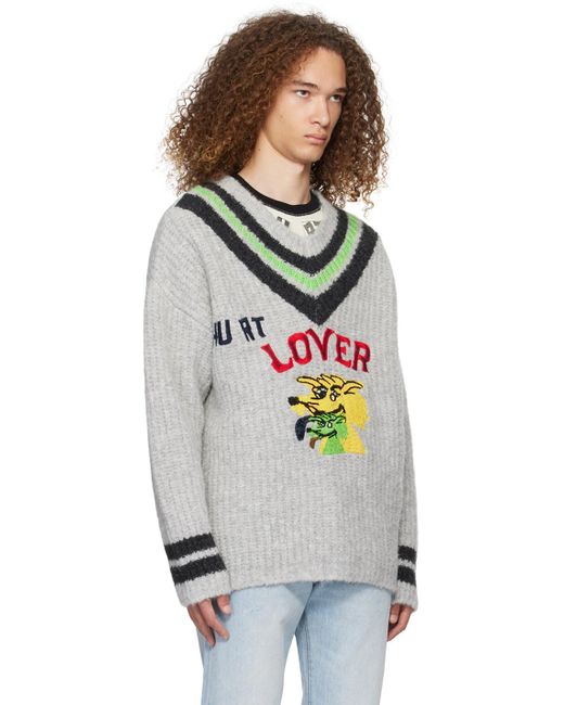 ERL Gray 'hurt Lover' Sweater for men