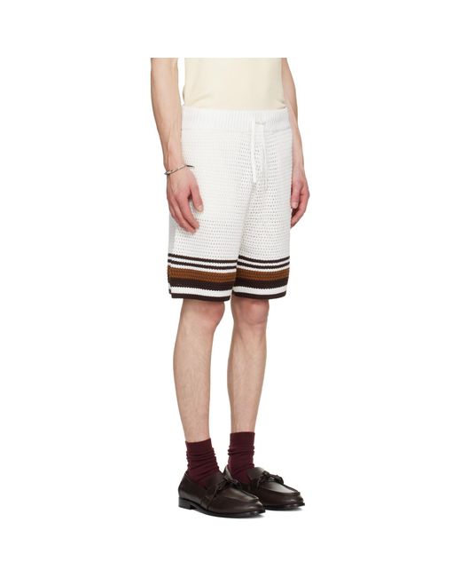 Casablanca White Off- Tennis Stripe Crochet Shorts for men
