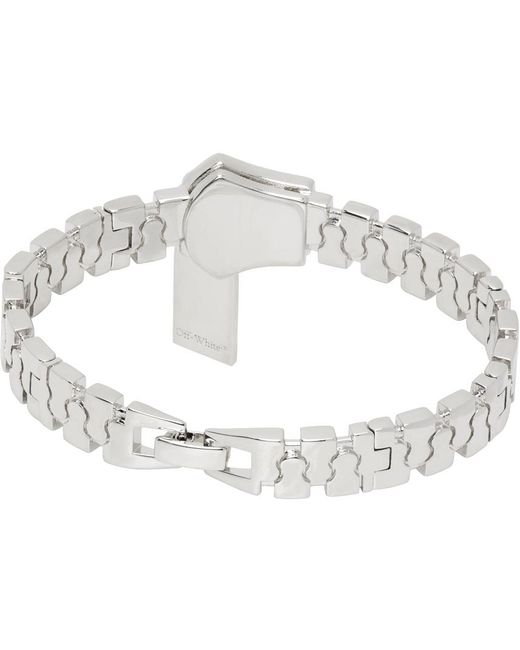 Off-White c/o Virgil Abloh White Silver Zip Bracelet for men