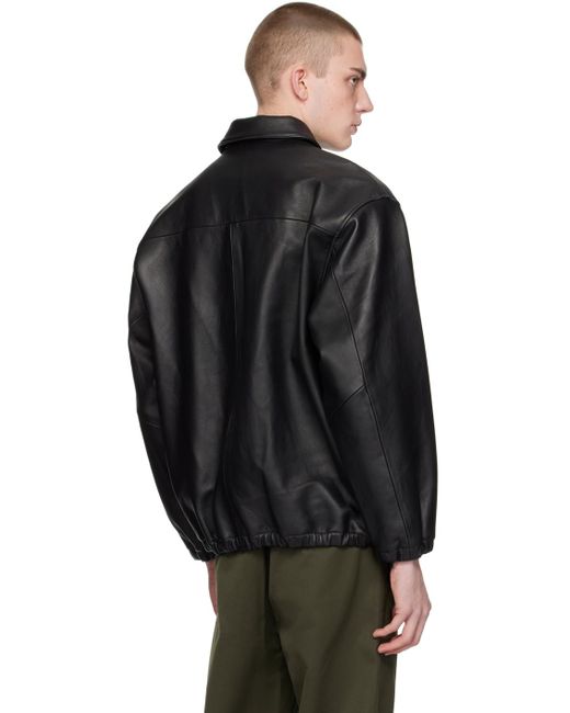 Wacko Maria Black Embroide Leather Jacket for men