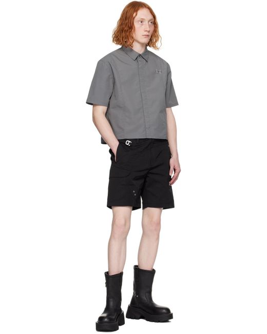 HELIOT EMIL Black Minimal Cargo Shorts for men