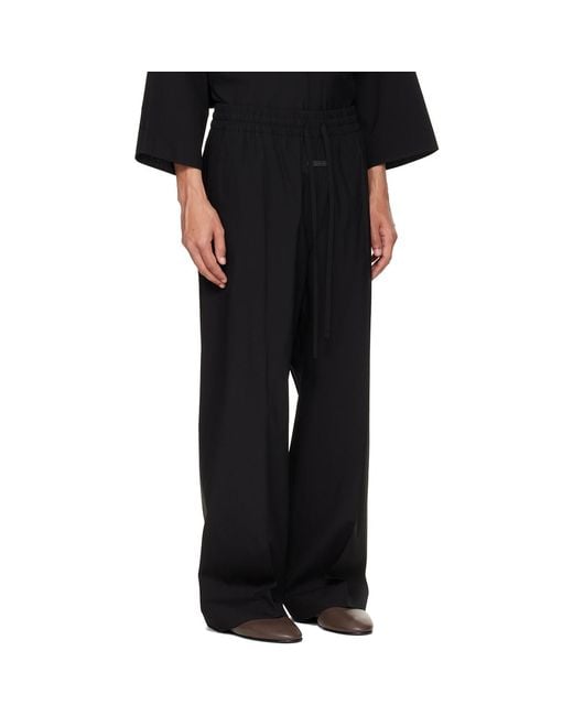 Fear Of God Black Cotton Wool Oxford Wide Leg Drawstring Trousers for men