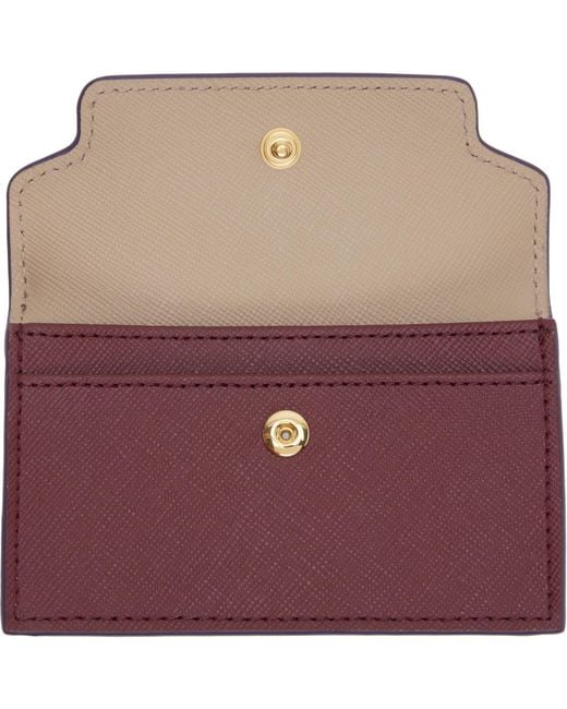 Marni Purple Burgundy Saffiano Card Holder for men