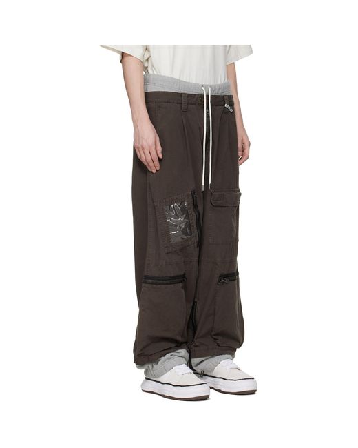 Maison Mihara Yasuhiro Black Sweat Pants Combined Flight Cargo Pants for men