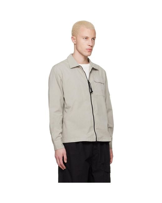 C P Company Multicolor Organic Gabardine Zipped Lens Overshirt for men