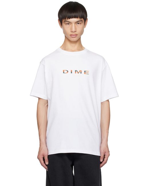 Dime White Block Font T-shirt for men