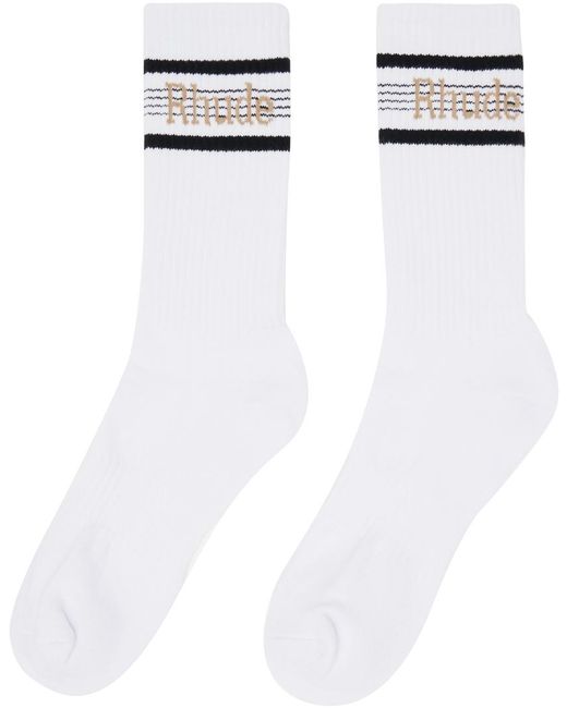 Rhude White Stripe Sport Socks for men