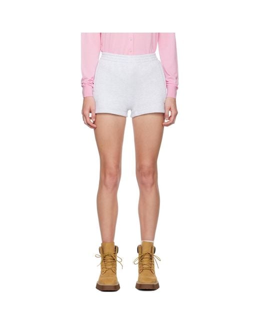 T By Alexander Wang White Puff Logo Shorts