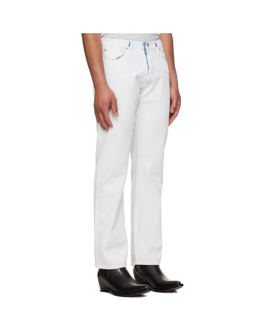 Maison Margiela White Coated Straight-Leg Jeans for men