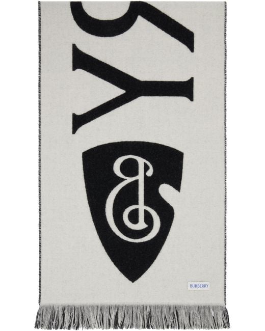 Burberry Black Off- Logo Wool Scarf for men