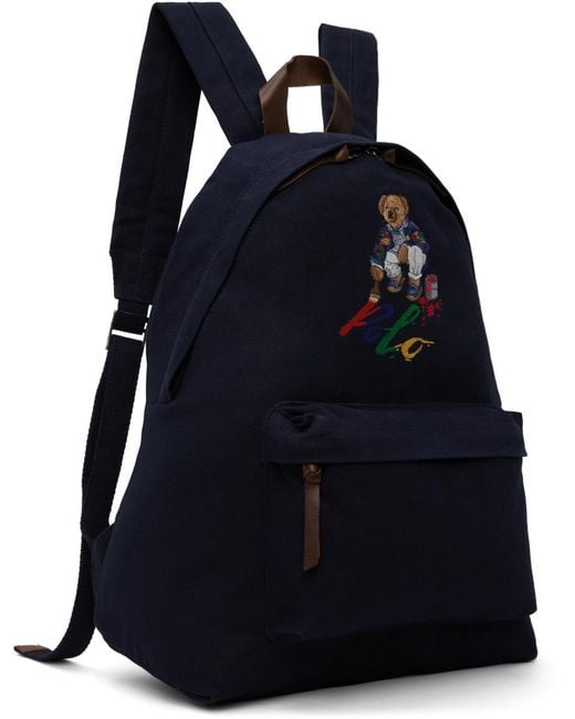 Polo Ralph Lauren Black Polo Bear Canvas Backpack for men