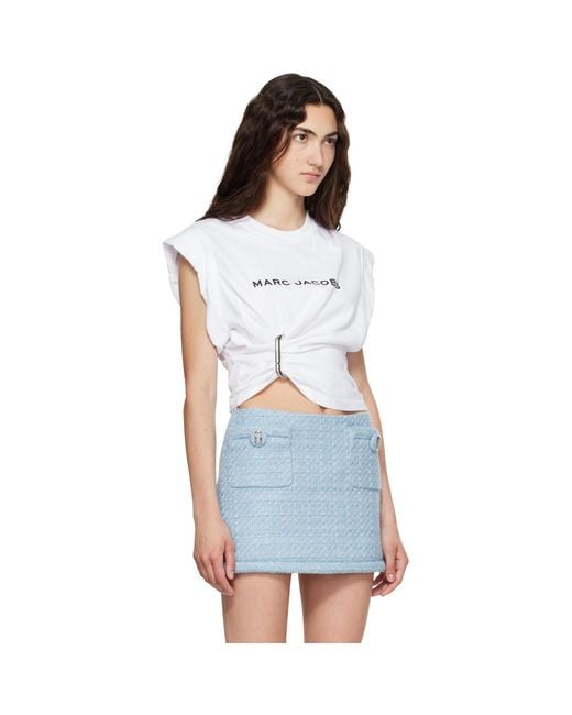 Marc Jacobs Blue Pop J Marc Logo Drape Seam T-Shirt