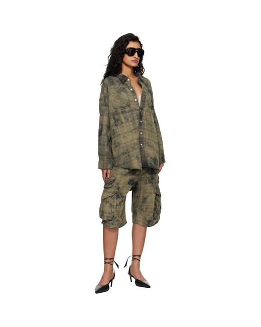 R13 Green Bermuda Cargo Shorts
