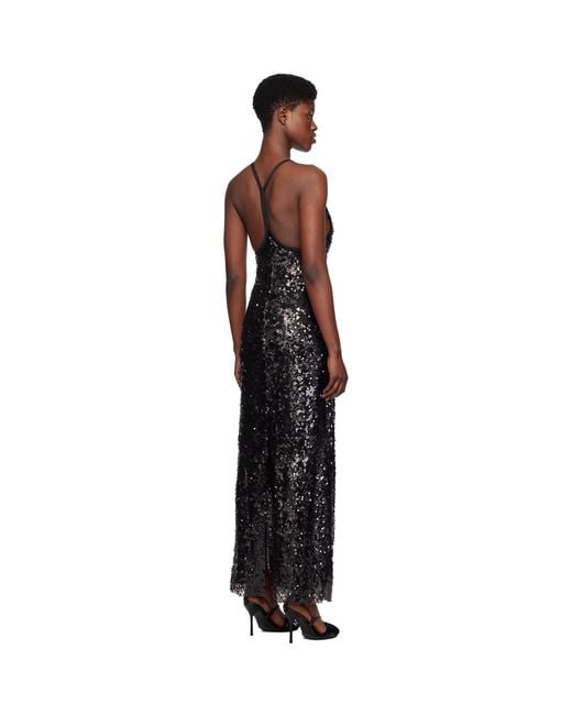 MSGM Black Sequin Maxi Dress