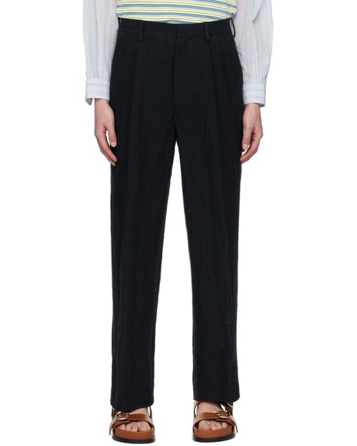 Auralee Black Pleated Trousers for men