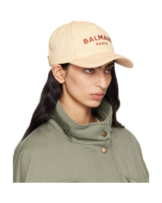 Balmain Green Cotton Paris' Embroidery Cap