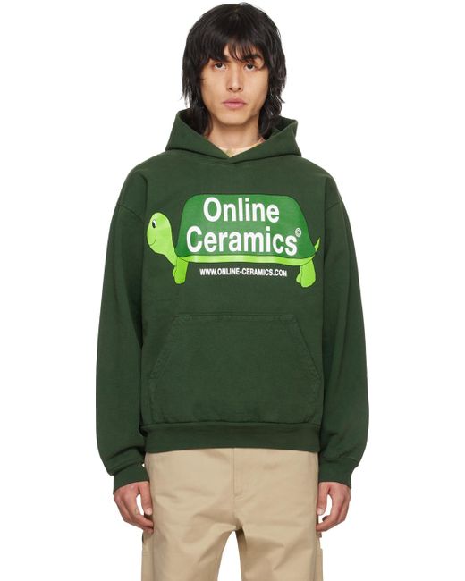 ONLINE CERAMICS Green Long Turtle Hoodie for men
