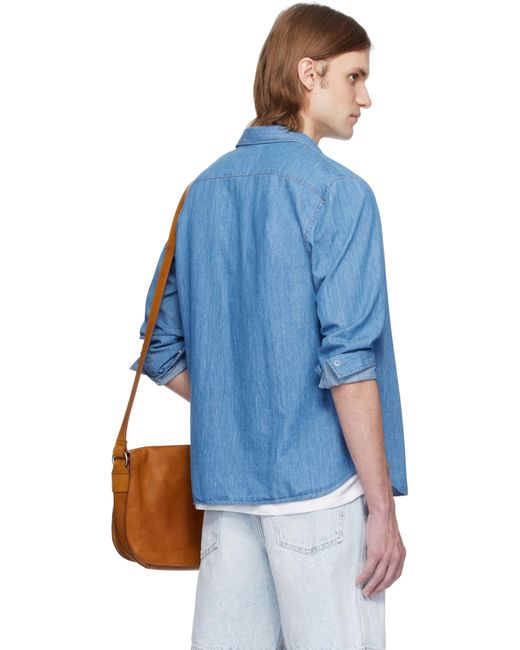 メンズ Lacoste ブルー ウォッシュ デニムシャツ Blue