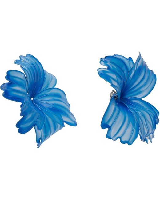 Toga Blue Ssense Exclusive Runway Flower Earrings