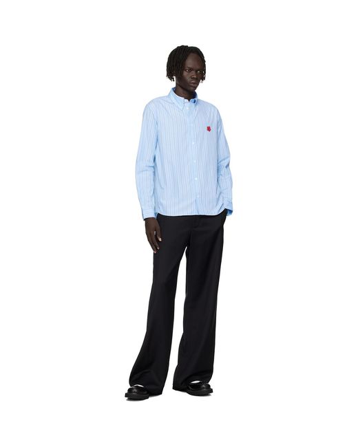 KENZO Blue Paris 'Boke Flower' Embroidered Casual Shirt for men