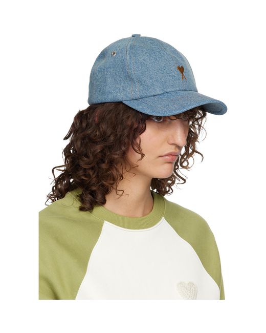 AMI Green Denim Ami De Coeur Embroidery Cap