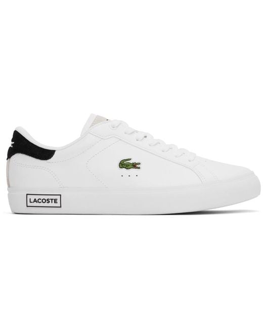 Lacoste White & Black Powercourt Leather Sneakers for men
