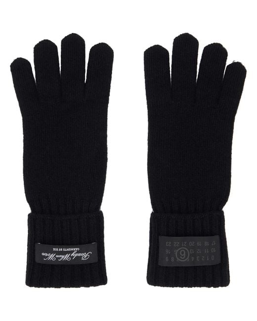 MM6 by Maison Margiela Black Wool-Blend Knit Gloves