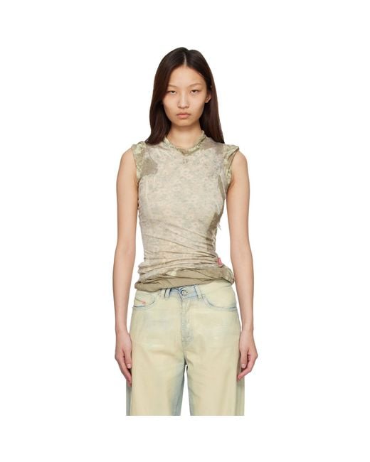 DIESEL Multicolor Khaki Bleached Effect Layered Top