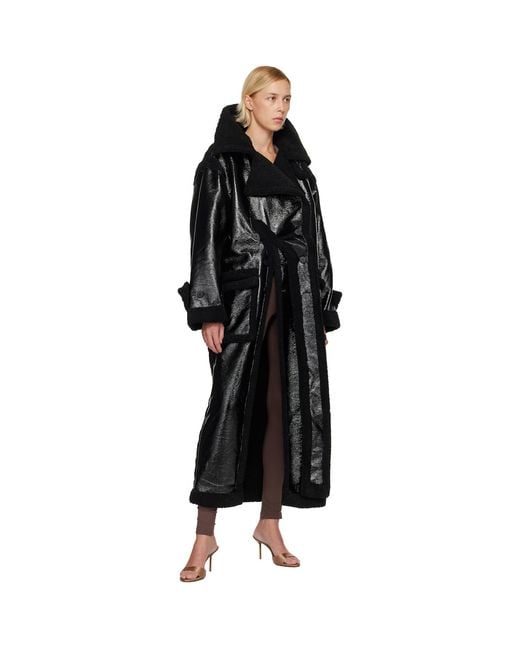 OTTOLINGER Black Oversized Split Faux-Shearling Coat