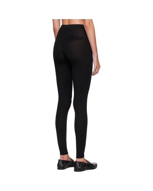 Tom Ford Black Compact Mixed Rib Micro Sequins Leggings