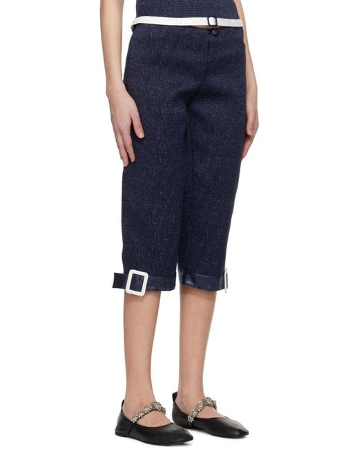 Super Yaya Blue Pantacourt With Belts Trousers