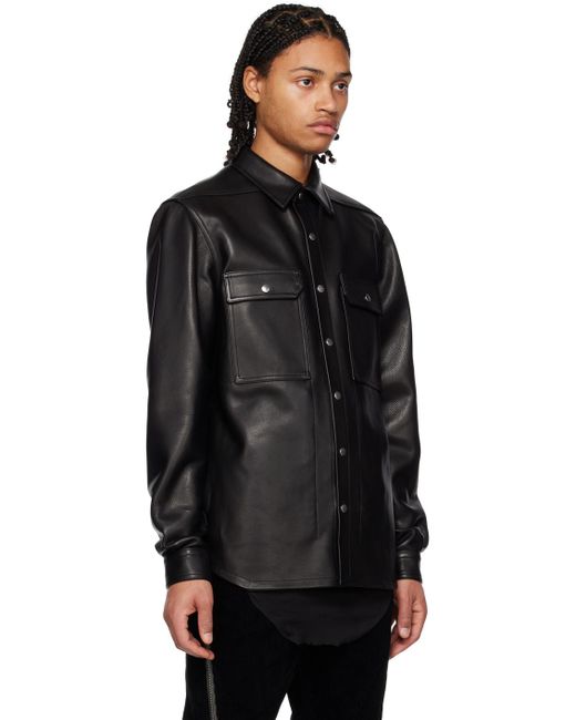 Rick Owens Black Outershirt Leather Jacket for men