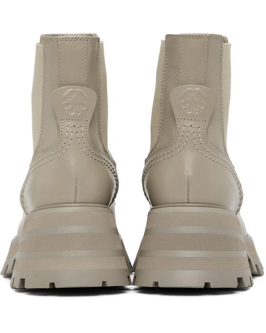 Alexander McQueen Multicolor Taupe Leather Ankle Boots
