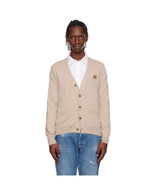 Maison Kitsuné Blue Fox Head Merino Regular Cardigan for men
