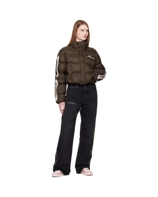 Amiri Brown Bones Cropped Down Jacket