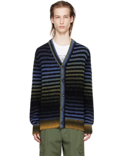 PS by Paul Smith Blue & Black Brushed Cardigan for men