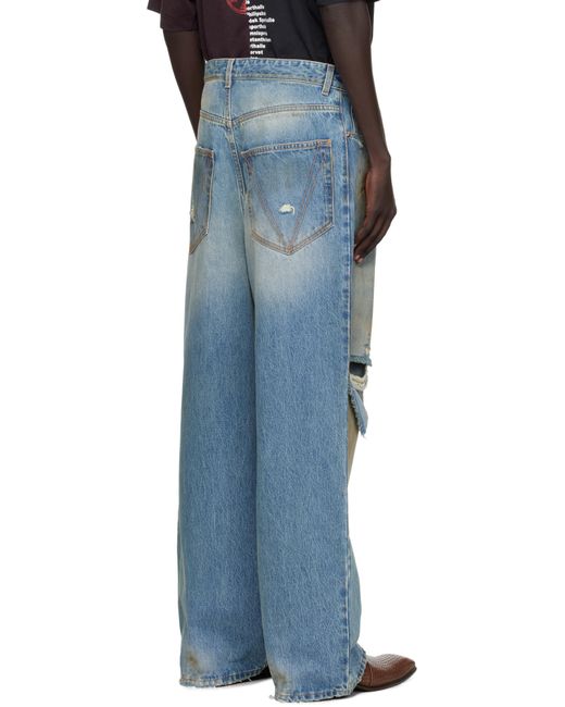 Vetements Blue Distressed Baggy Jeans for men